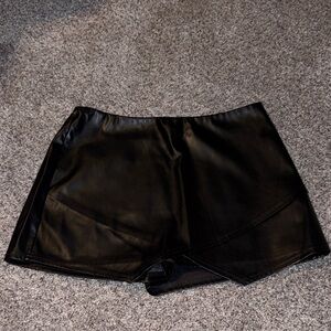 Blue Blush Black Faux Leather Skort - Sleek Mini Skort